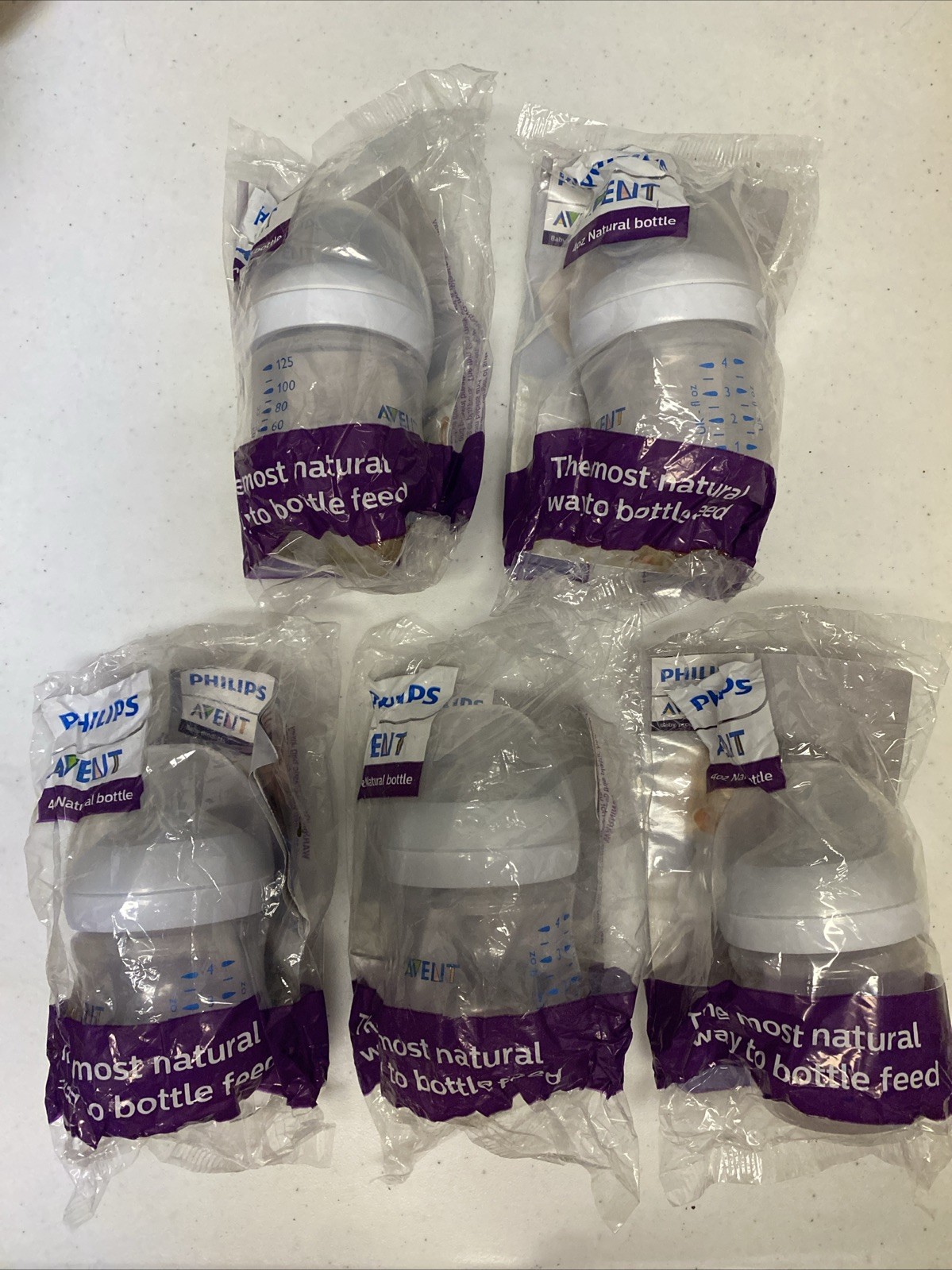 Lot Of 5 Philips Avent 4oz Natural Baby Bottle New Sealed
