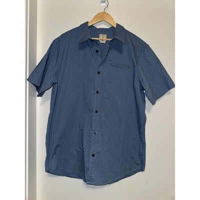 VOYAGER Mens XL Hiking Outdoor Shirt Short Sleeve Stretch Cotton Blue Pocket