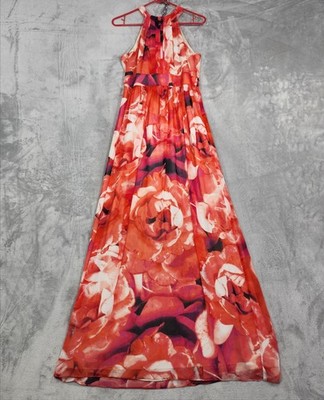 eliza j chiffon halter dress Womens 4 Multicolor Floral Watercolor Maxi Party vacation dinner maxi dress