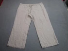 Palazzo Linen Pants Womens 2XL Oatmeal Wide Leg beach Coastal Resort Clean Girl