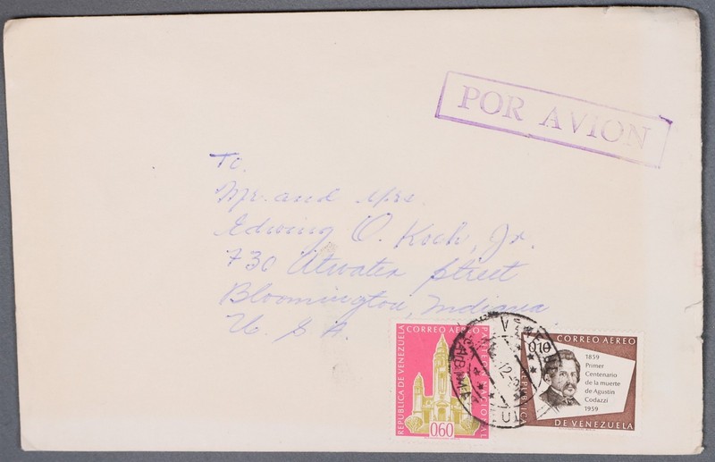 MayfairStamps Venezuela 1960s to Bloomington IN Air Mail Cover aaz_98729