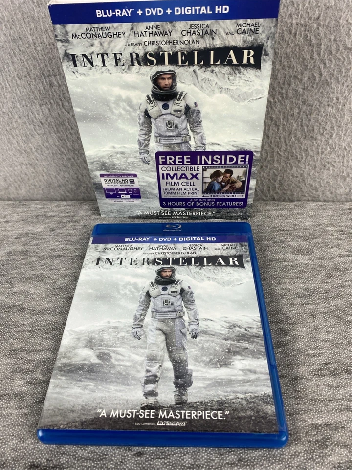Interstellar Blu-Ray + DVD + DIGITAL*  Slipcover w/ IMAX 70mm Cell LIKE NEW  ✅ Foto 3 de 4