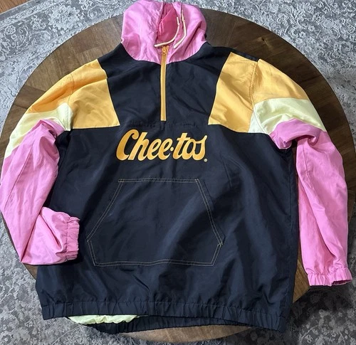 Cheetos Chester Cheetah Windbreaker Jacket Mens 2XL Colorblock 1/4 Zip Hooded - product listing photo