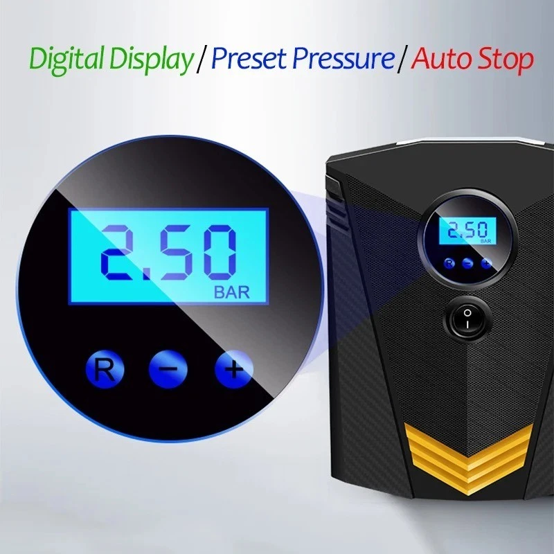 EAFC Digital Tire Inflator DC 12 Volt Car Portable Air Compressor Pump - Image 3 of 4