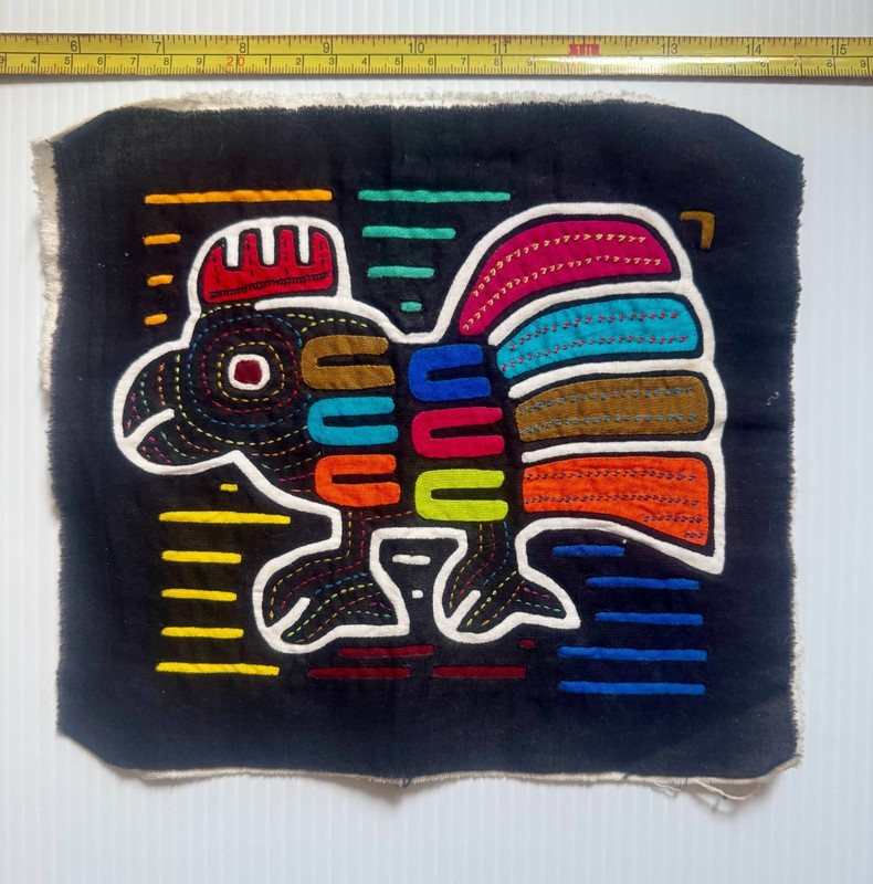 Vintage Original Kuna Mola Hand Sewn Reverse Applique Panama Geometric
