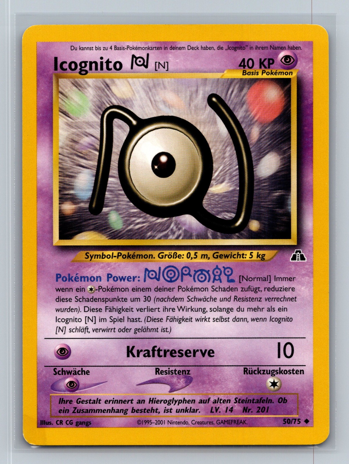 Unown [N] 50/75 N2 Pokemon Card DE Unlimited LP