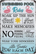 Swimming Pool Rules Sign Swimming Pool Funny Metal Signs Decor for Indoor