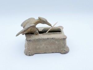 Antique Cast Iron Mechanical Bird Toothpick Holder Dispenser Made in England