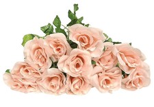 24in Garden Rose Blush pink Artificial Flower Long Stem Beige, Set of 24 