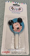 Vintage Disney Babies Evenflo Round Blue Pacifier Clip Holder Mickey Mouse
