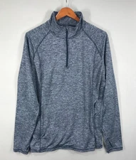 All In Motion Sweatshirt Women's 2XL Blue Pullover 1/4 Zip Thumbholes Zip Pocket