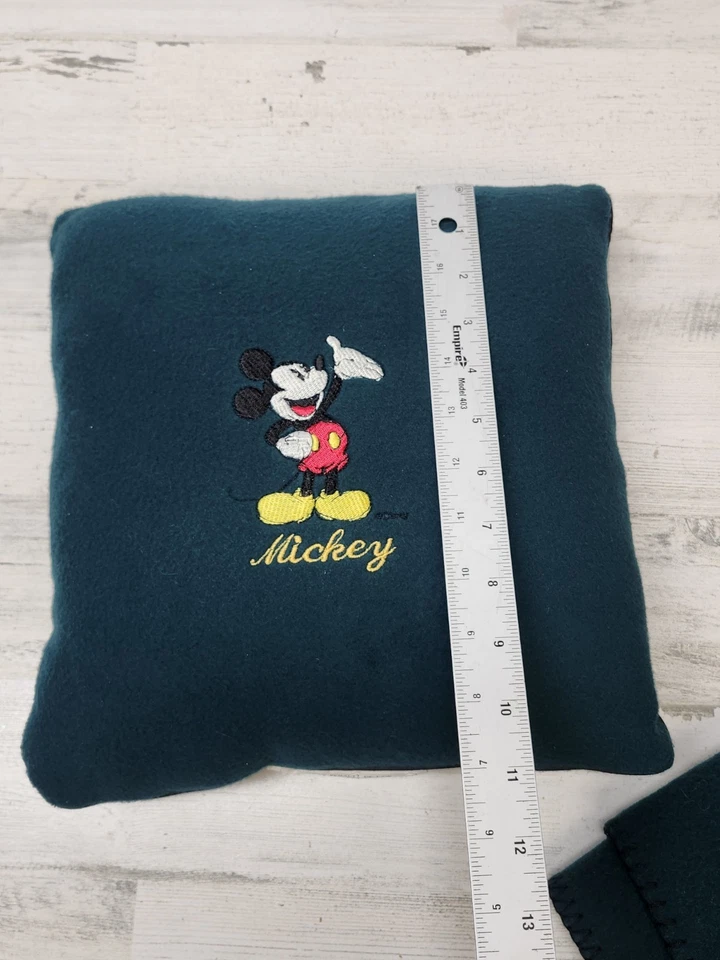 Manta y almohada vintage de la tienda Disney verde Mickey Mouse tiro suave Foto 3 de 4
