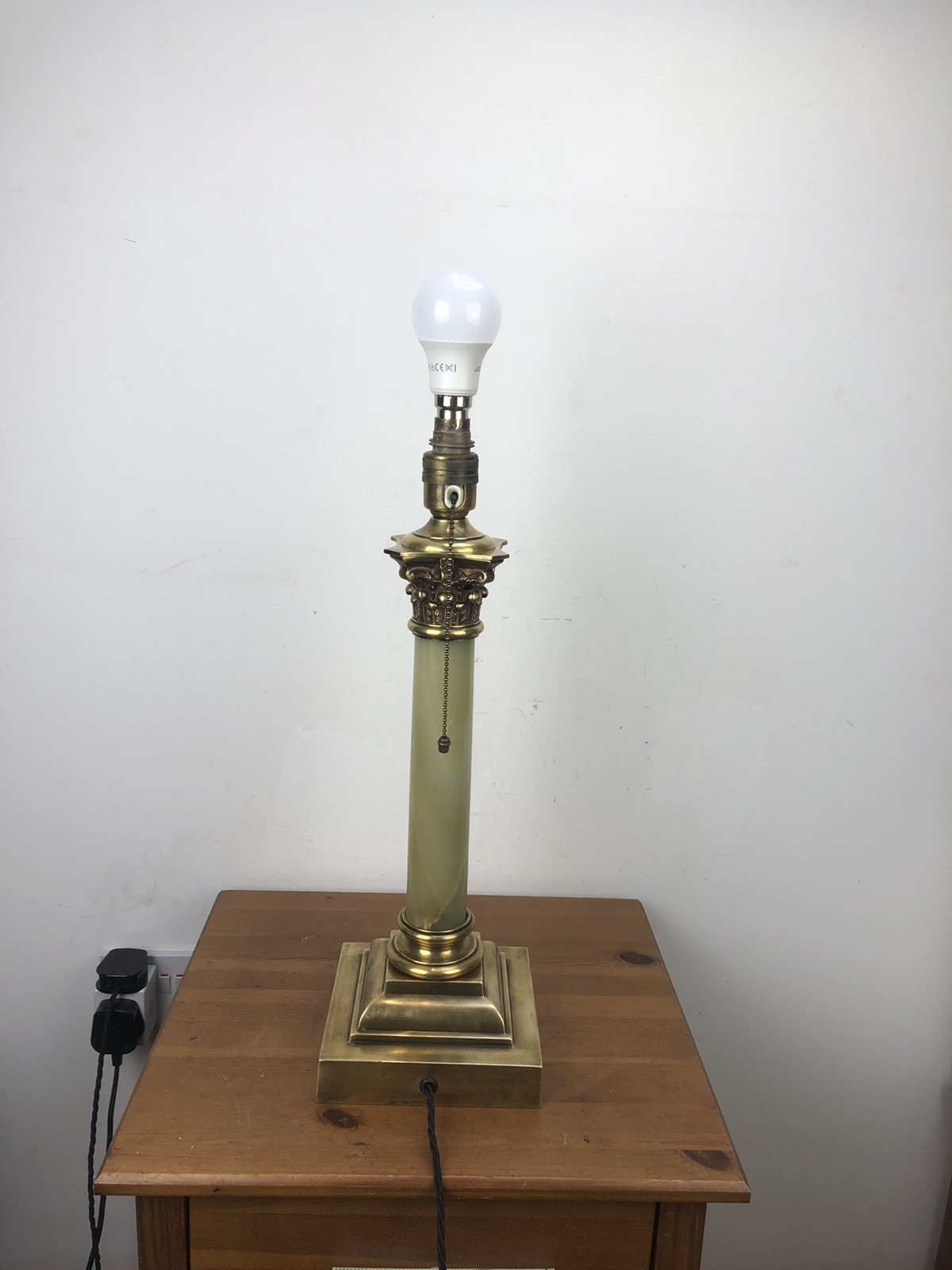 victorian table lamp onyx & brass large