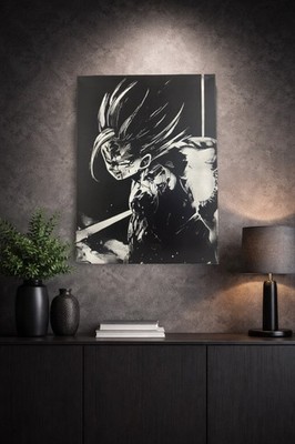 Gohan Bild SSJ2 Dragon Ball Z Deko Hartwand Leinwand 30x40 cm Manga Schwarz Weiß