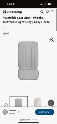 Uppababy Reversible Seat Liner - Phoebe - Breathable Light Grey | Cozy Fleece