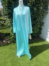 Vanity Fair Vintage NWT Nylon Robe Medium Aqua Green Large Made In USA No Belt