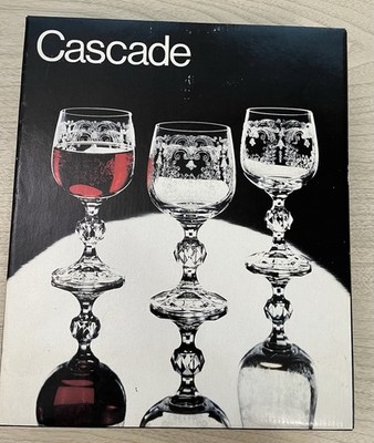 6 Bohemia Cascade Fine Crystal Engraved Wine Glasses 190 ml In Original Box 6 