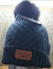 Britt's Knits Winter Hat With Pom Pom Black Kids Youth One Size Unisex Beanie