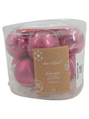 Boltze Weihnachtsdekoration Christbaumkugeln Echt-Glas Pink 10 Stück 6cm