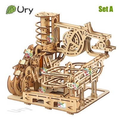3D Holzpuzzle Elektro Katapult Bahngerät Murmelbahn Set mechanisches Modell