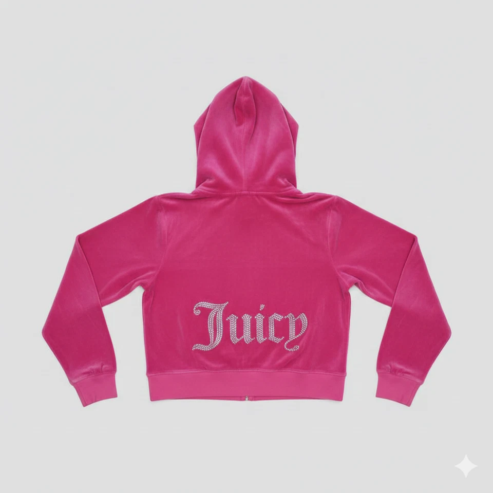 Authentic Juicy Couture Pink Velour Tracksuit Set Y2K McBling Logo Back S - Bild 4 von 4