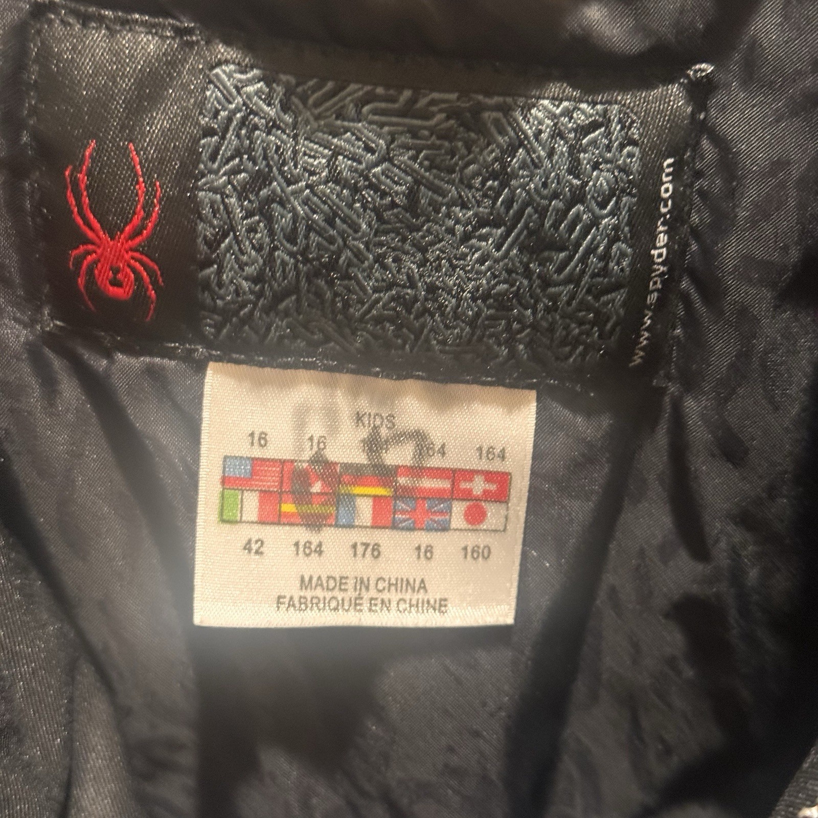 SPYDER BOYS GIRLS KIDS SKI SNOW HOODIE JACKET BLACK GRAY SIZE 16 SPYLON EEUC image 2