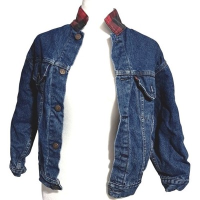 Levi Strauss Trucker Jacket Mens Medium Blue Flannel Lined Denim 57510 0514 USA