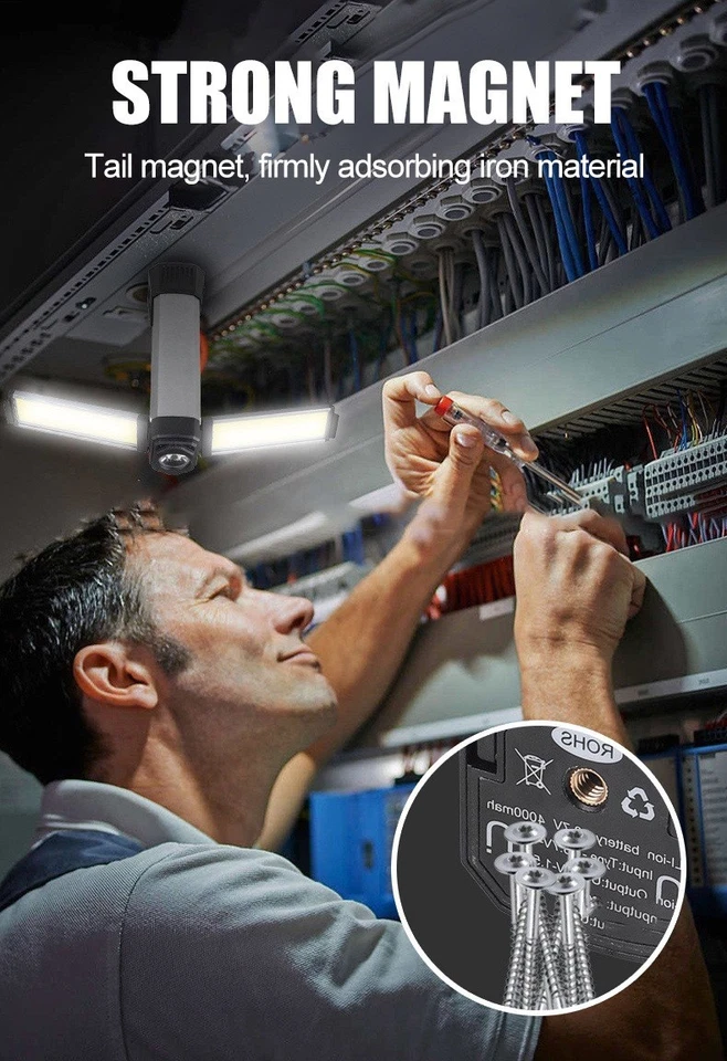 Rechargeable LED Work Light Tripod Stand Camp Work Site Cordless Emergency Light - Image 4 of 4