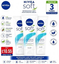 NIVEA Soft Moisturising Cream, Pack of 3 x 75ml, Face, Body & Hands, Vegan UK