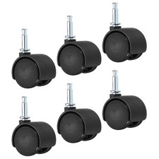 6 x 1" Swivel Stem Casters Nylon 360 Degree Insert Swivel Stem Wheels Black