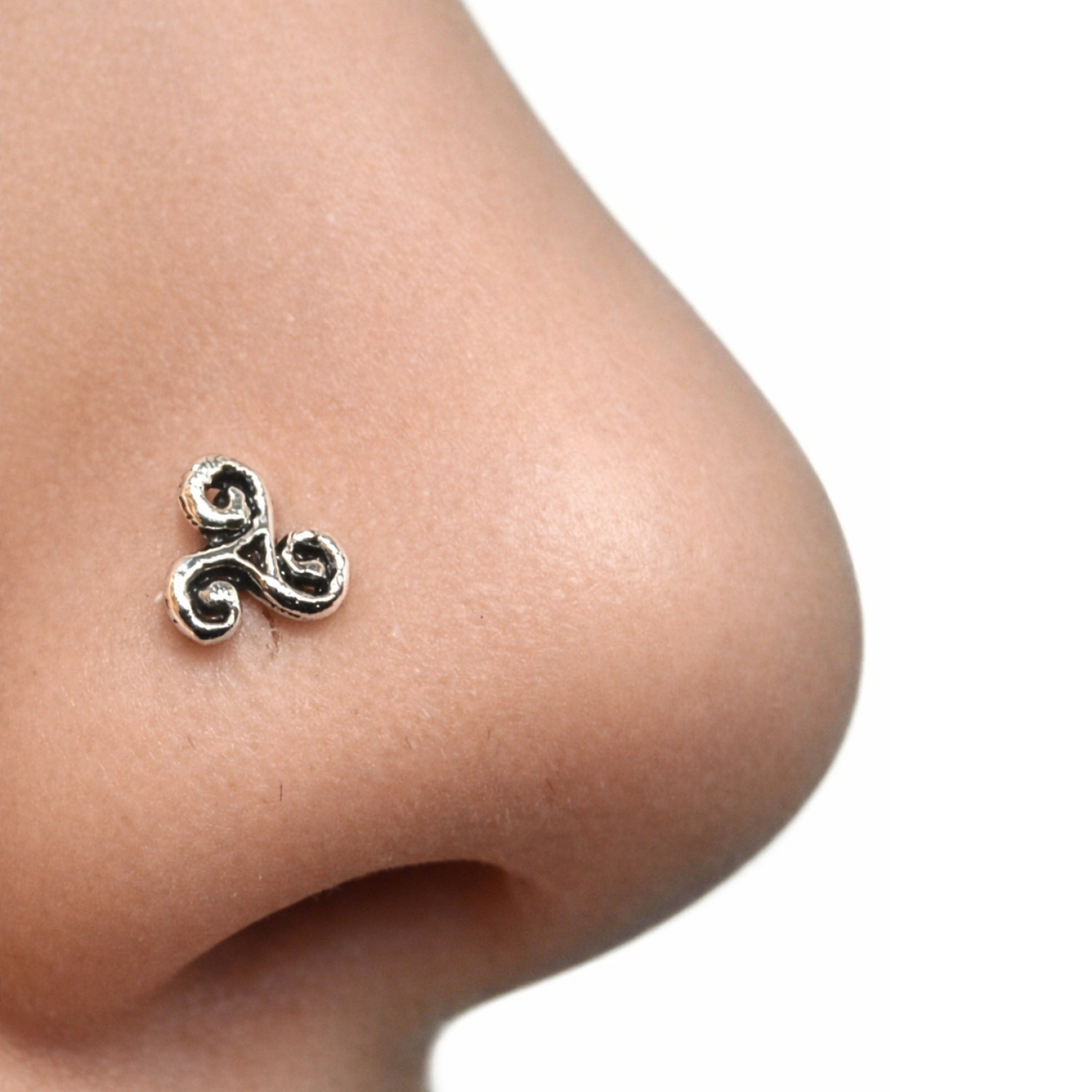 Triskele Nose Stud Celtic 925 Sterling Silver Triskelion Curl Body Jewellery