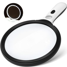 JARLINK Large Magnifying Glass with Light, 10X 20X 45X Illuminated Handheld Magn
