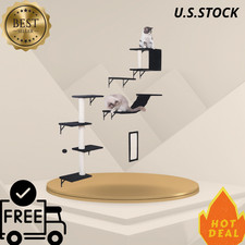 NEW Wall Mounted Cat Furniture 5pcs Shelves House Bridge Steps Scratcher Black