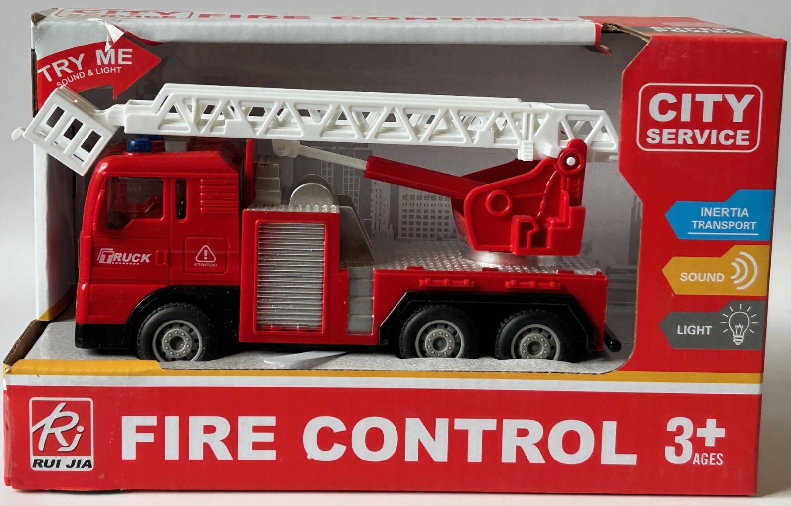 Lorry/Truck Fire Brigade Ladder Light Sounds Model Toy New in Box Probably 1:32