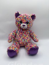 Build A Bear Rainbow Cat Plush-Confetti Dots 16" Heart Nose BAB