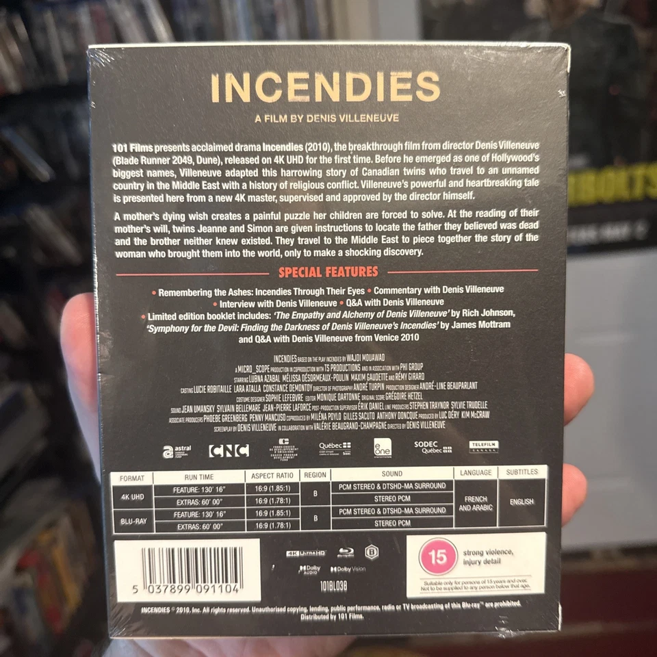 Incendies 4K UHD Blu-ray Limited Edition 101 Films Denis Villeneuve REGION B OOP Foto 2 de 3