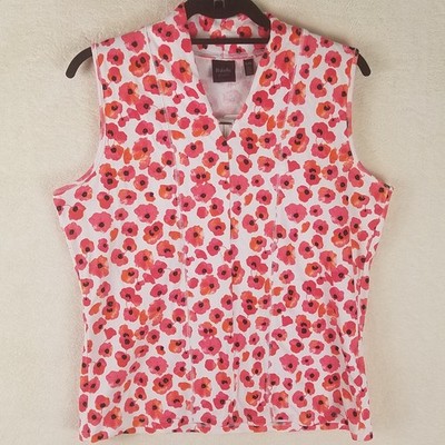 Rafaella Studio Sleeveless poppy Shirt Floral NWT Passion Pink PLG cotton knit