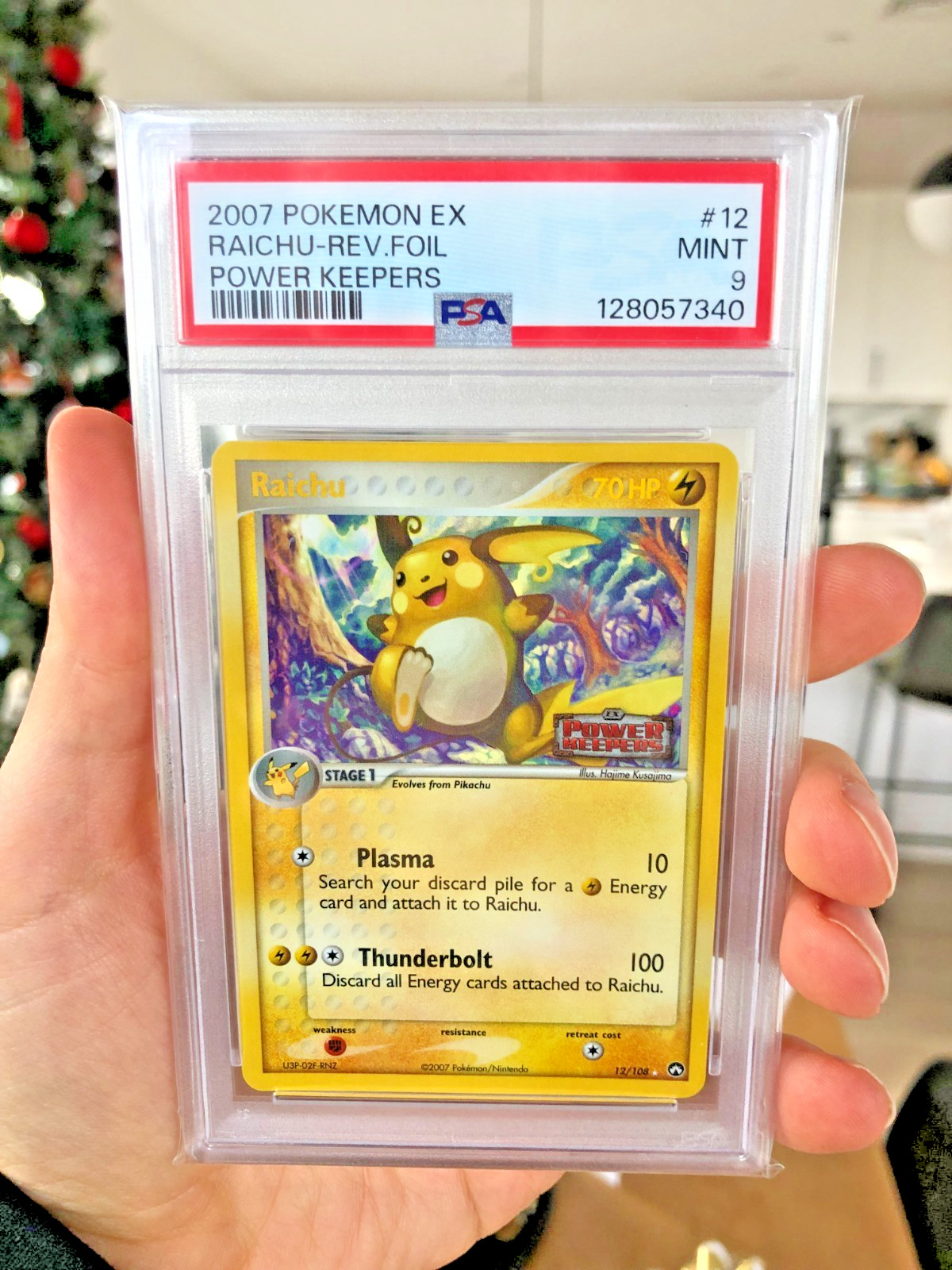 2007 POKEMON EX POWER KEEPERS #12 RAICHU-REVERSE FOIL PSA 9