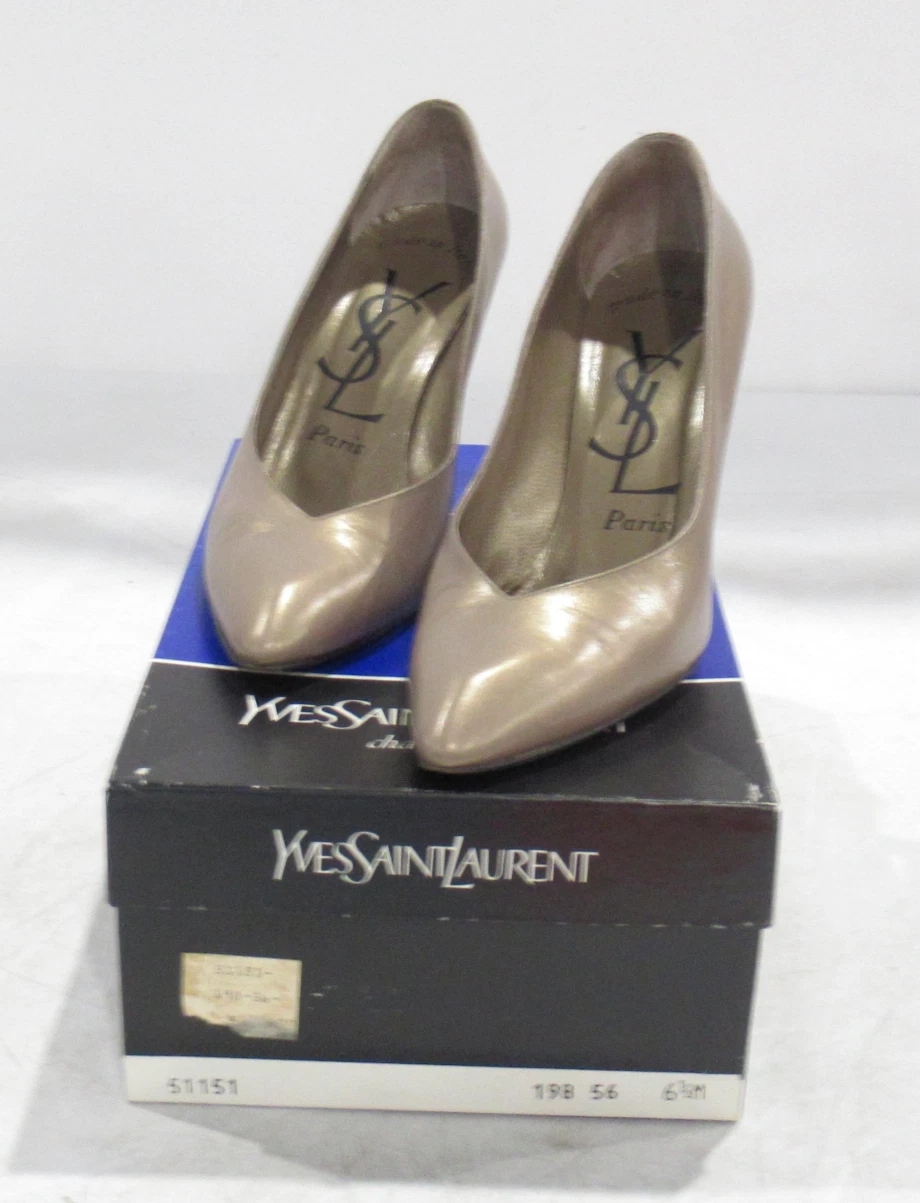SAINT LAURENT (YSL) Decolte vintage YSL YVES SAINT LAURENT pelle metallizzata tacco classico Italia 6 5