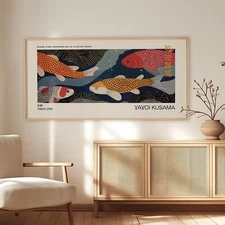 Yayoi Kusama Exhibition Poster | Panoramic Wall Art | Modern Home Decor  |Canvas