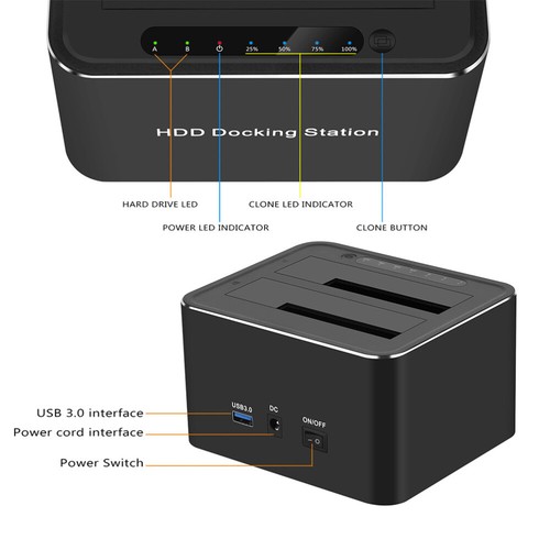 Set of 2 Festplattendock Festplattenadapter Externes HDD-Dock Festplattenbasis - Afbeelding 7 van 12