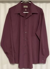 Van Heusen Long Sleeve Button Up Shirt Men  s Size 17.5 Burgundy