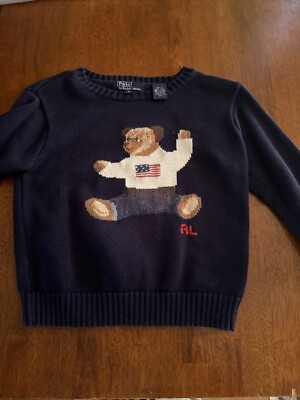 Vintage 2000s Polo Ralph Lauren Sitting Bear USA Flag Knit