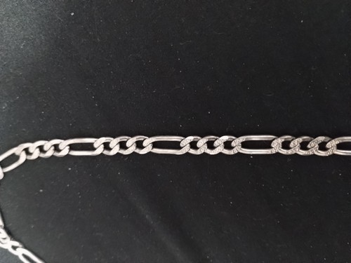 ITALY 925 SOLID Sterling Silver FIGARO Chain Necklace 24" .925 - Picture 2 of 4