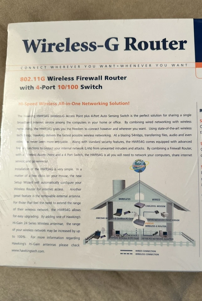 Hawking Technology Wireless-G Router HWR54G - USED IN ORIGINAL BOX - Powers Up - Image 4 of 4
