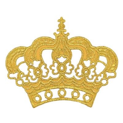 au54 Krone Gold Aufnäher zum aufbügeln Bügelbild Patch Prinzessin Neu 8 x 6,5 cm