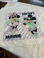 Vtg 1989 The Walt Disney Co MINNIE & MICKEY MOUSE Bandana White Pastel Colors 