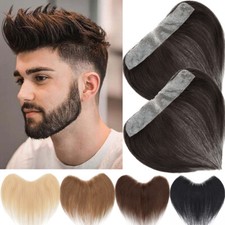 Herren PU Toupet Echthaar Toupee Für Männer Forehead Stirn Haarteile Haaransatz