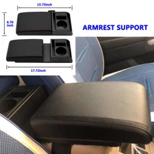 Universal Car Armrest Lid Cover Center Console Storage USB Organizer Cup -Holder