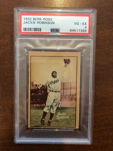 1952 Berk Ross Baseball Card Jackie Robinson Graded PSA 4 Brooklyn Dodgers